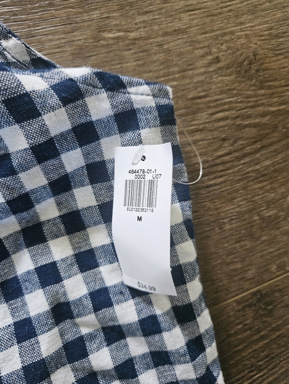 Old Navy Square Neck Linen Blend Blue and White Gingham Mini Dress NWT Size M - Picture 6 of 9